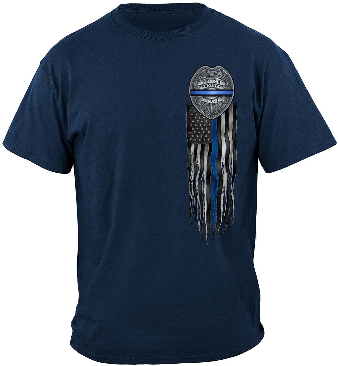 Law Enforcement Eagle American Flag Bald Eagle Feather T-Shirt - front view
