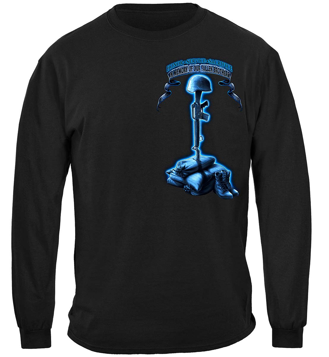 Never Forget Fallen Soldier Long Sleeve Shirt - front view
