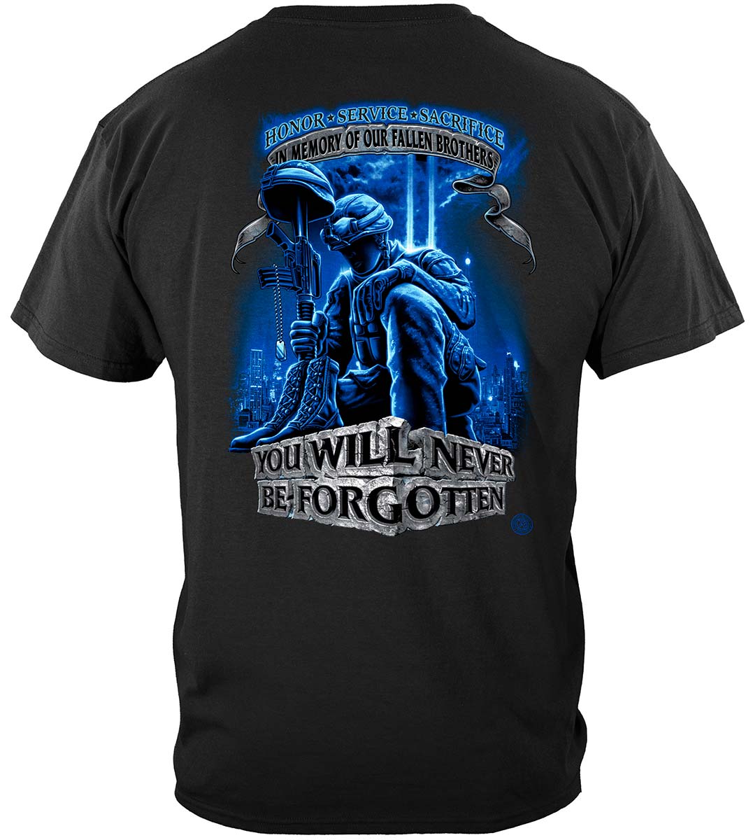 Never Forget Fallen Soldier T-Shirt - back view