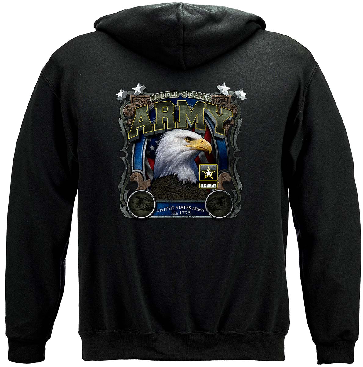 Army Eagle In Stone Hoodie - back view