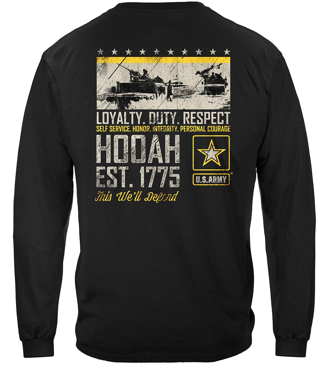 Army Duty Hooah Long Sleeve Shirt - back view
