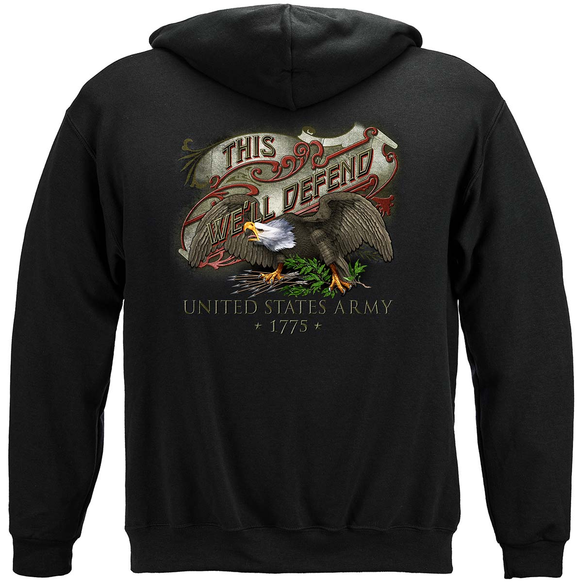 Army Eagle Antique This We'll Defend Hoodie - back view