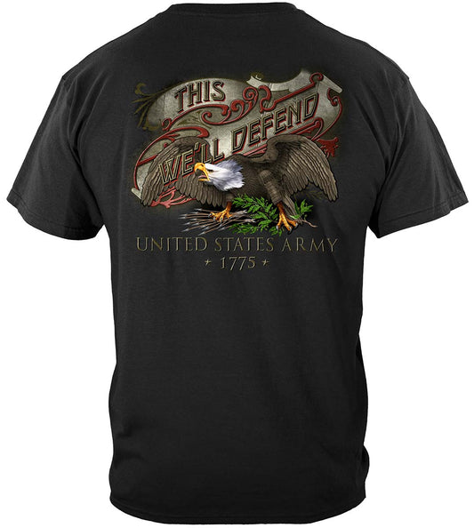 Army Eagle Antique This We'll Defend T-Shirt - back view