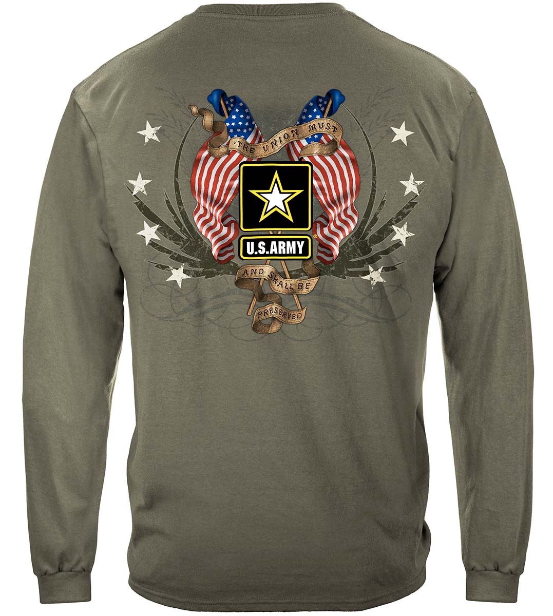 Army Star Double Flag Long Sleeve Shirt - back view