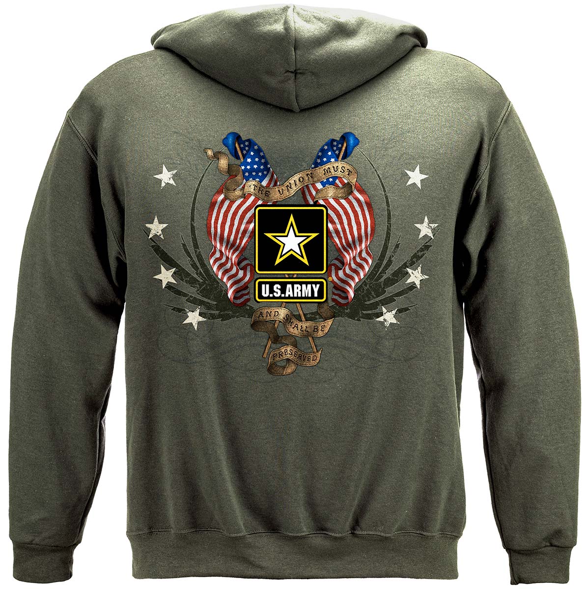 Army Star Double Flag Hoodie - back view