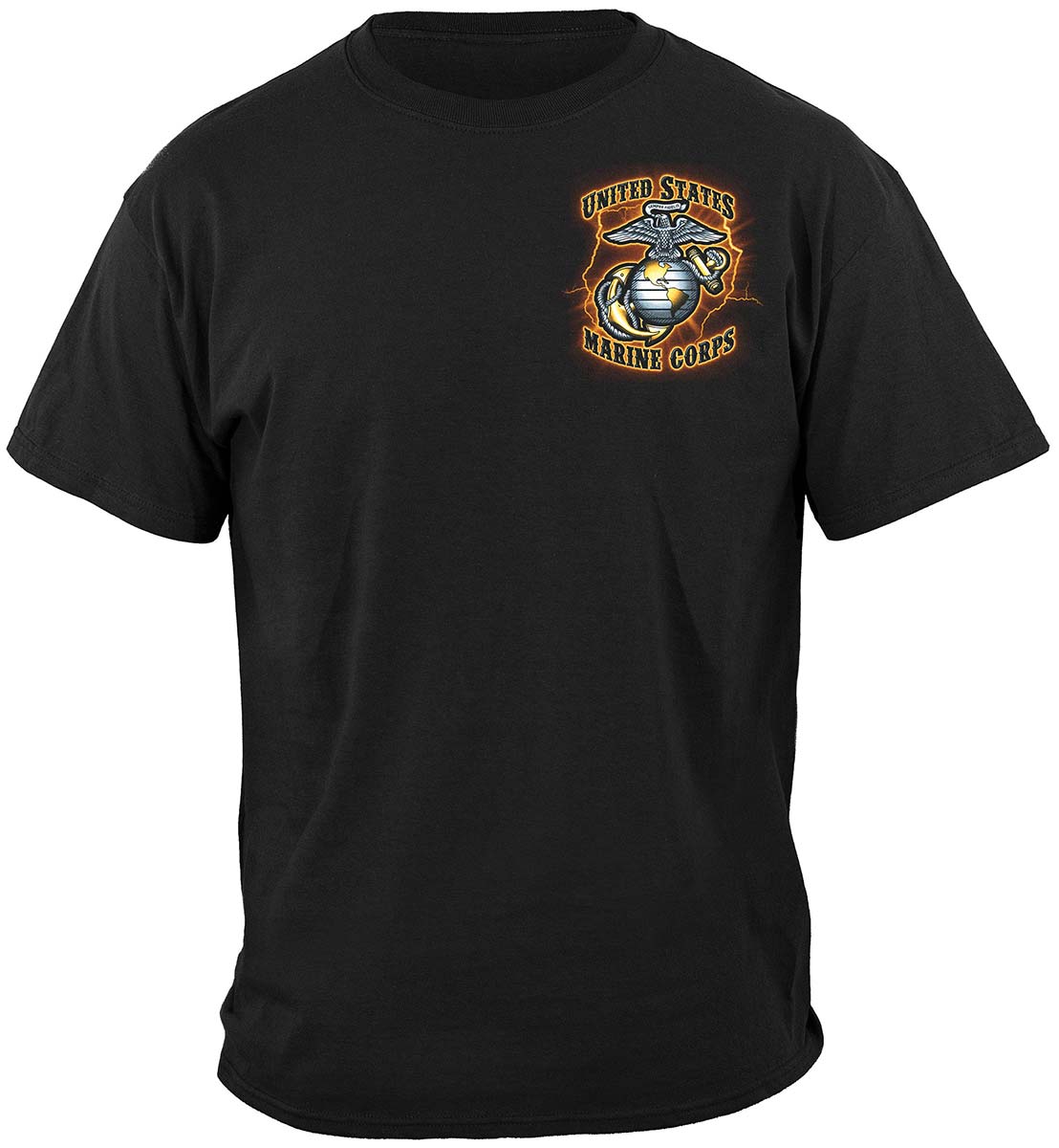USMC Gold Lightning Time Honor Tradition Eagle T-Shirt - front view