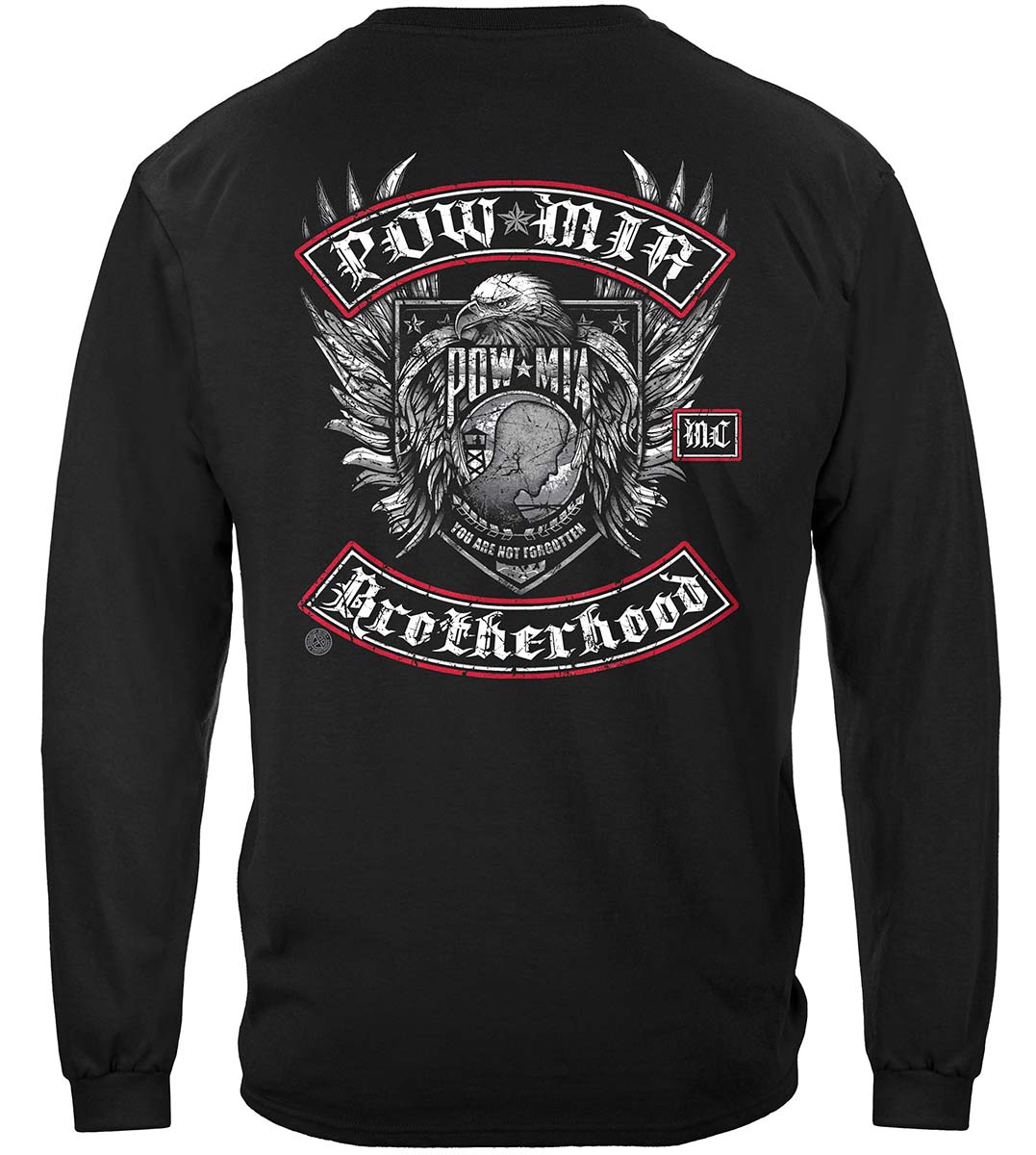 POW-MIA Biker with Rockers Silver Foil Long Sleeve Shirt - back view