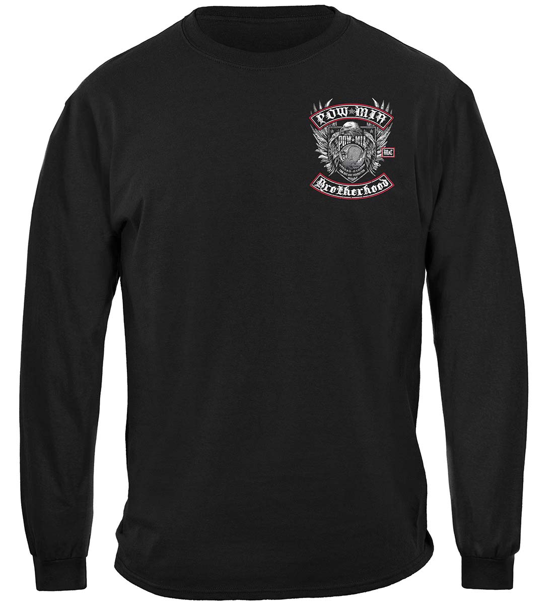 POW-MIA Biker with Rockers Silver Foil Long Sleeve Shirt - front view