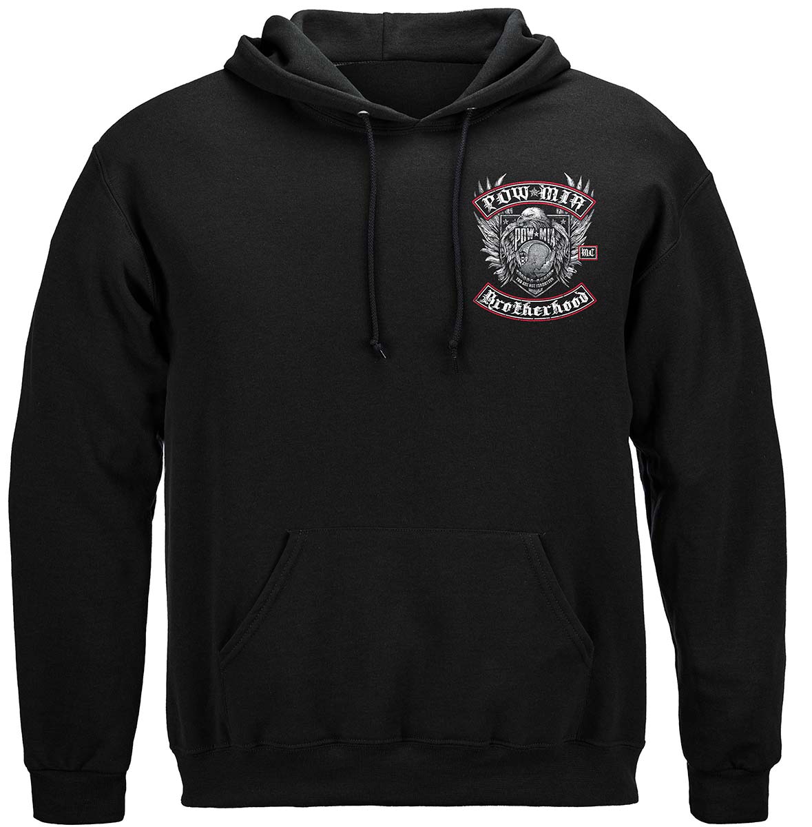 POW-MIA Biker with Rockers Silver Foil Hoodie - front view
