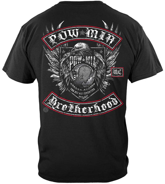 POW-MIA Biker with Rockers Silver Foil T-Shirt - back view