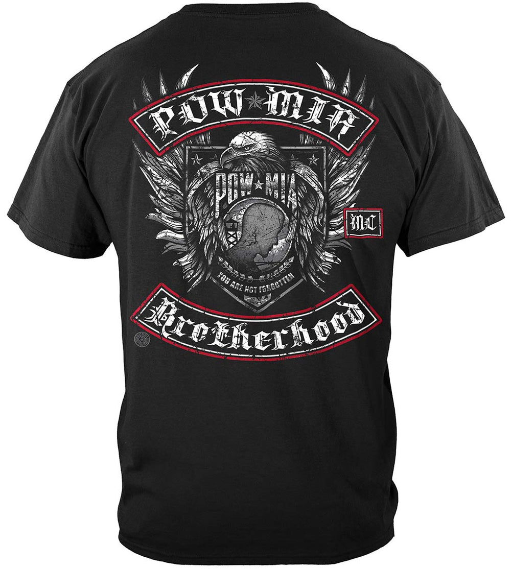 POW-MIA Biker with Rockers Silver Foil T-Shirt - back view