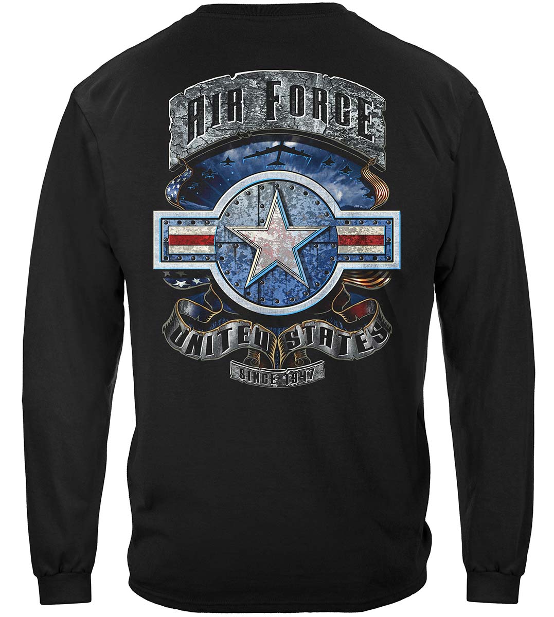 Air Force In Stone One Star Long Sleeve Shirt - back view