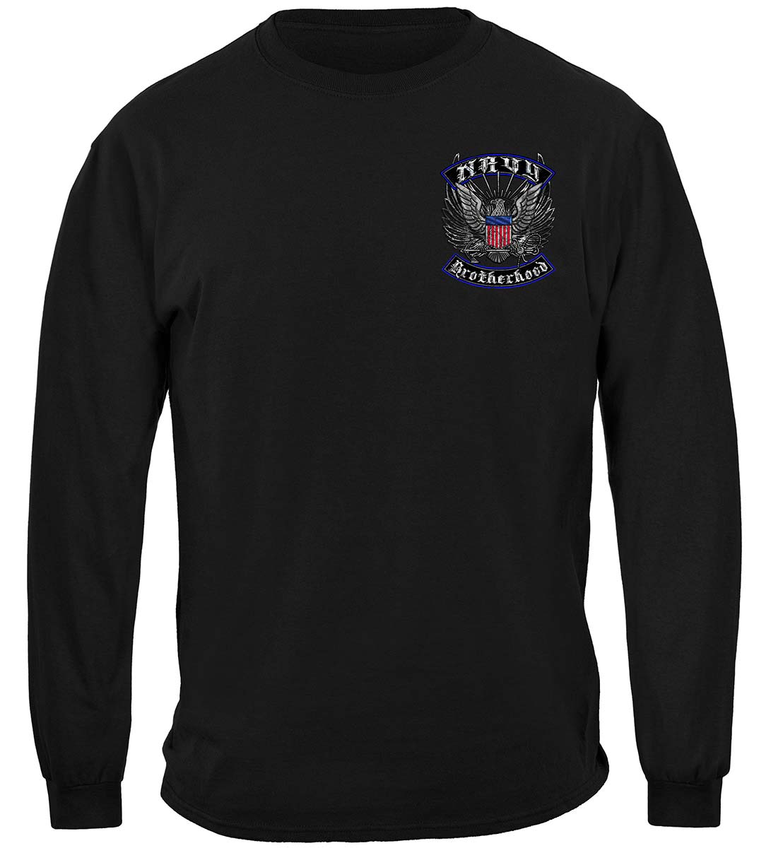 US Navy Steel Wings Biker Rocker Silver Foil Long Sleeve Shirt - front view