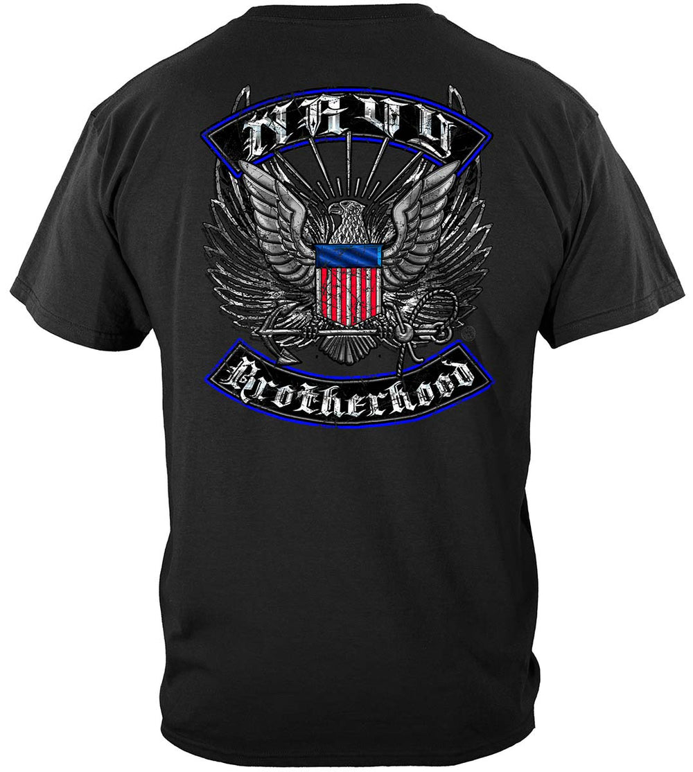 US Navy Steel Wings Biker Rocker Silver Foil T-Shirt - back view