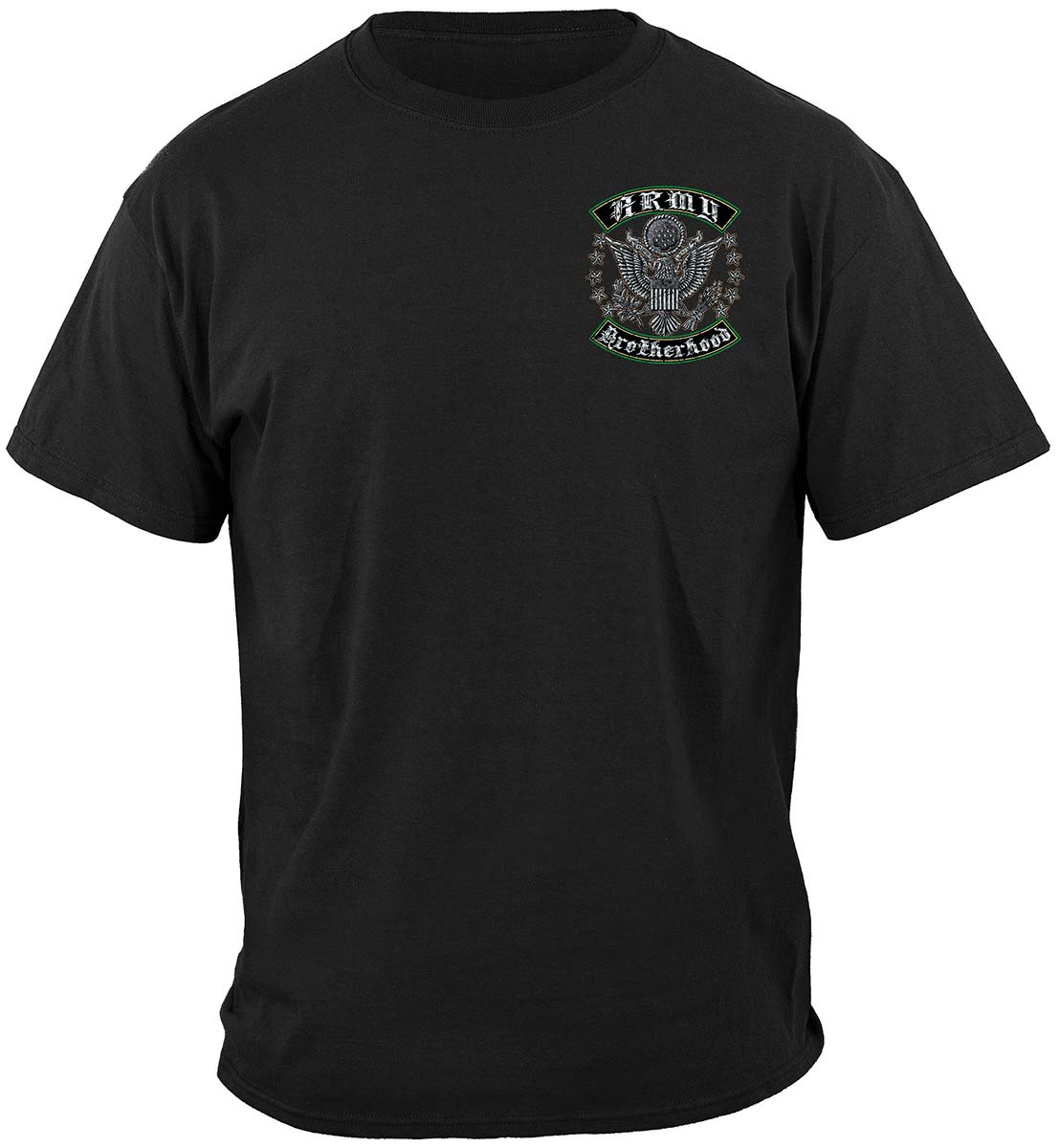 US Army Silver Stars Biker Rockers Silver Foil T-Shirt - front view