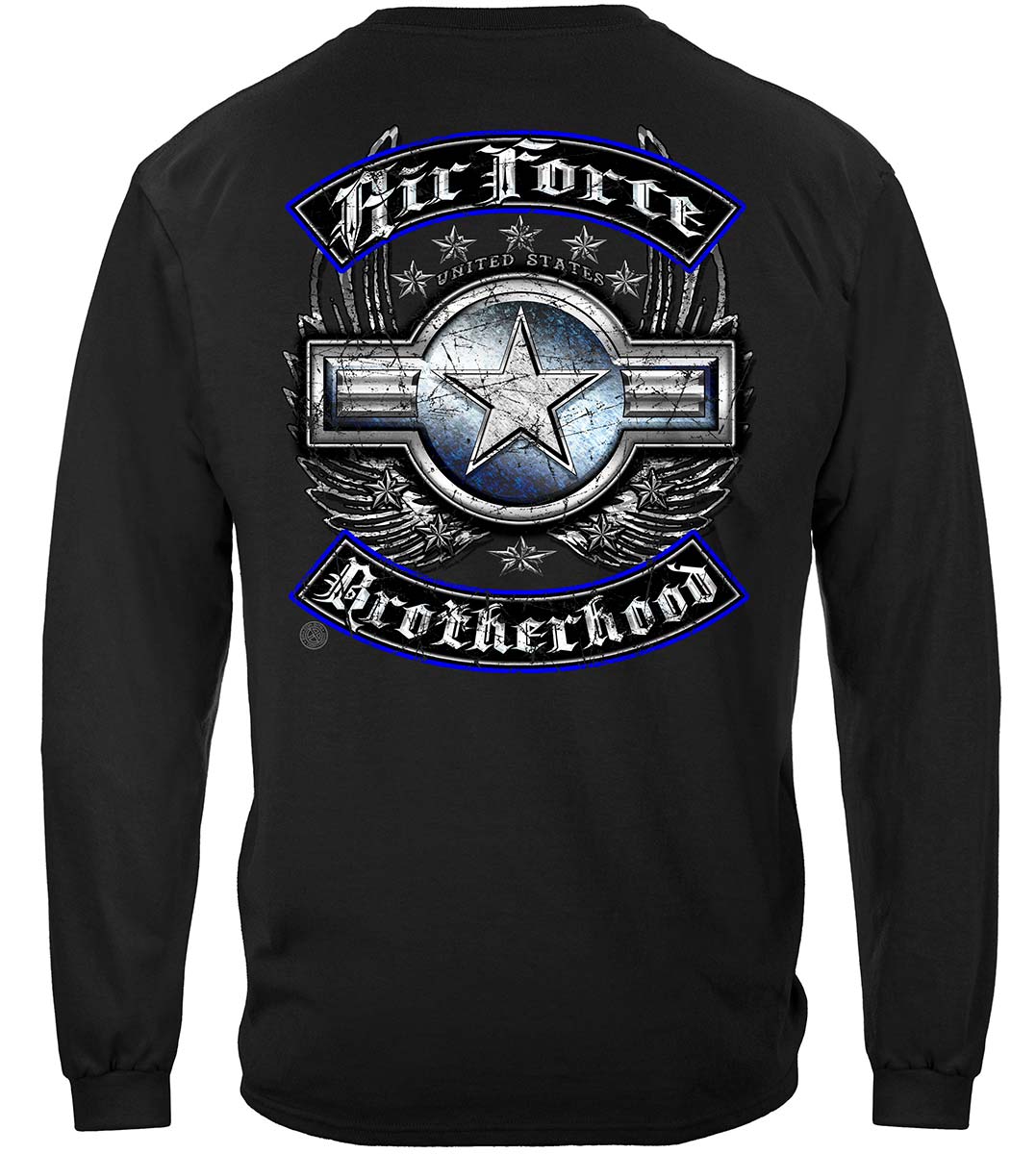Air Force Steel Wings Biker Rockers Silver Foil Long Sleeve Shirt - back view