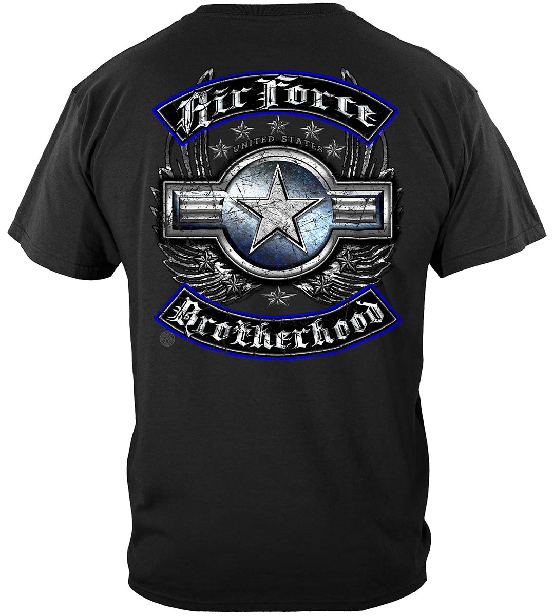 Air Force Steel Wings Biker Rockers Silver Foil T-Shirt - back view