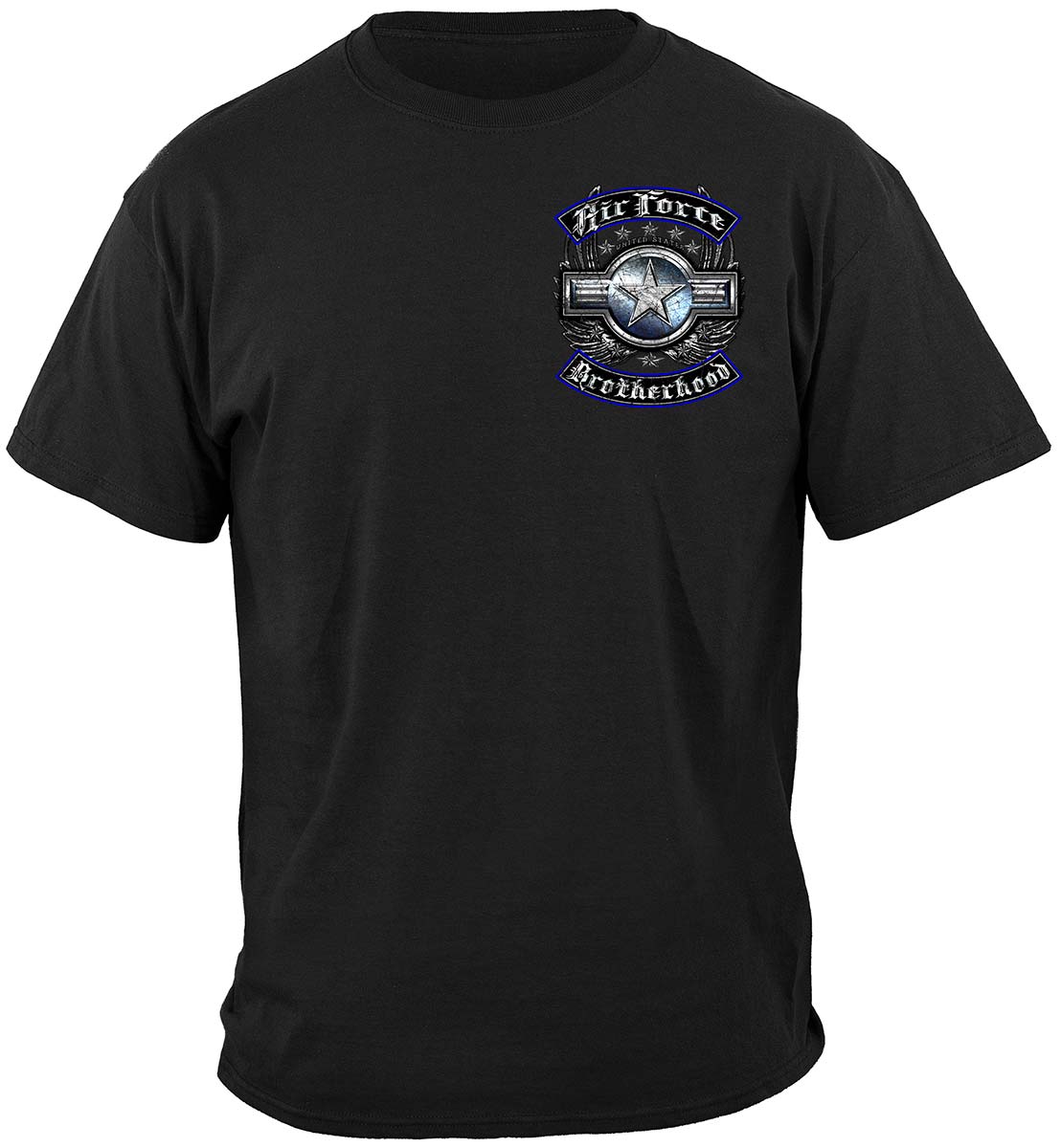 Air Force Steel Wings Biker Rockers Silver Foil T-Shirt - front view