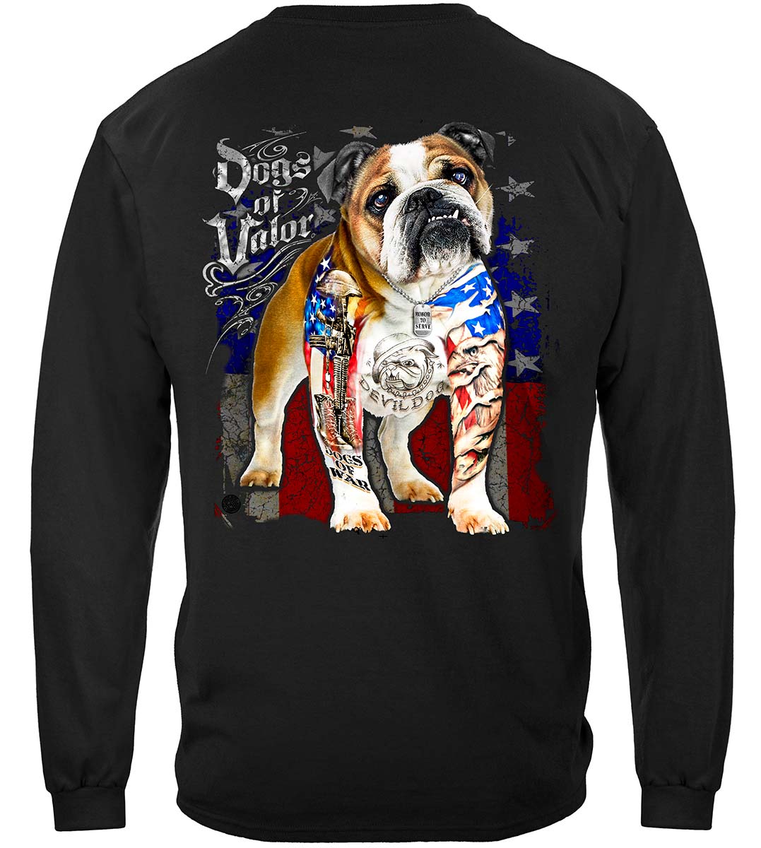 Dogs of Valor Bulldog Long Sleeve Shirt - back view
