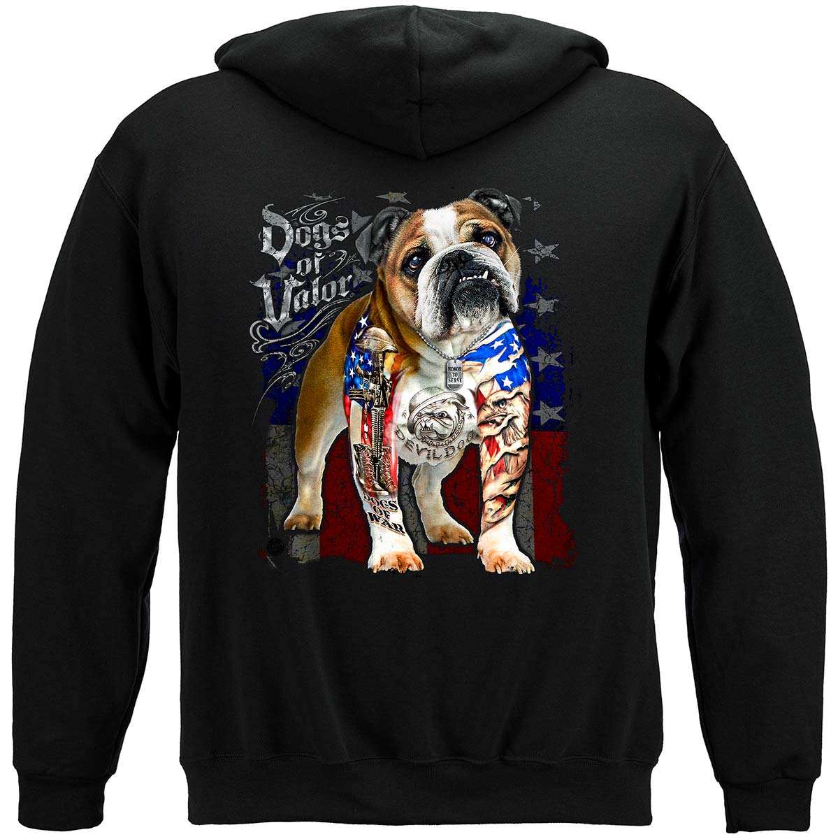 Dogs of Valor Bulldog Hoodie - back view