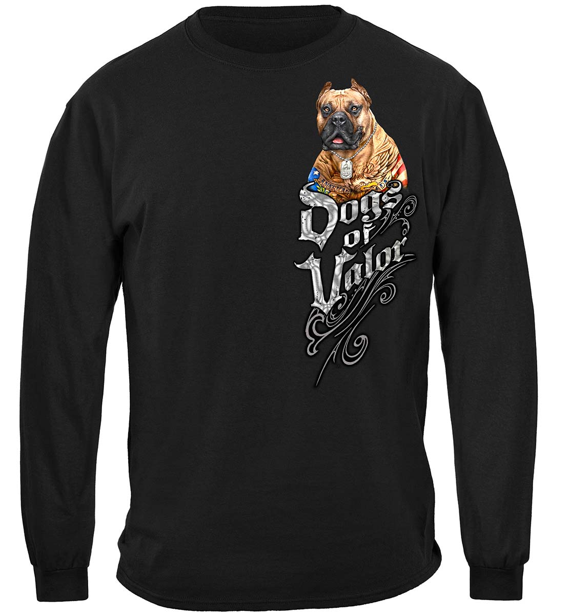 Dogs of Valor American Made Pit Bull Long Sleeve Shirt - front view