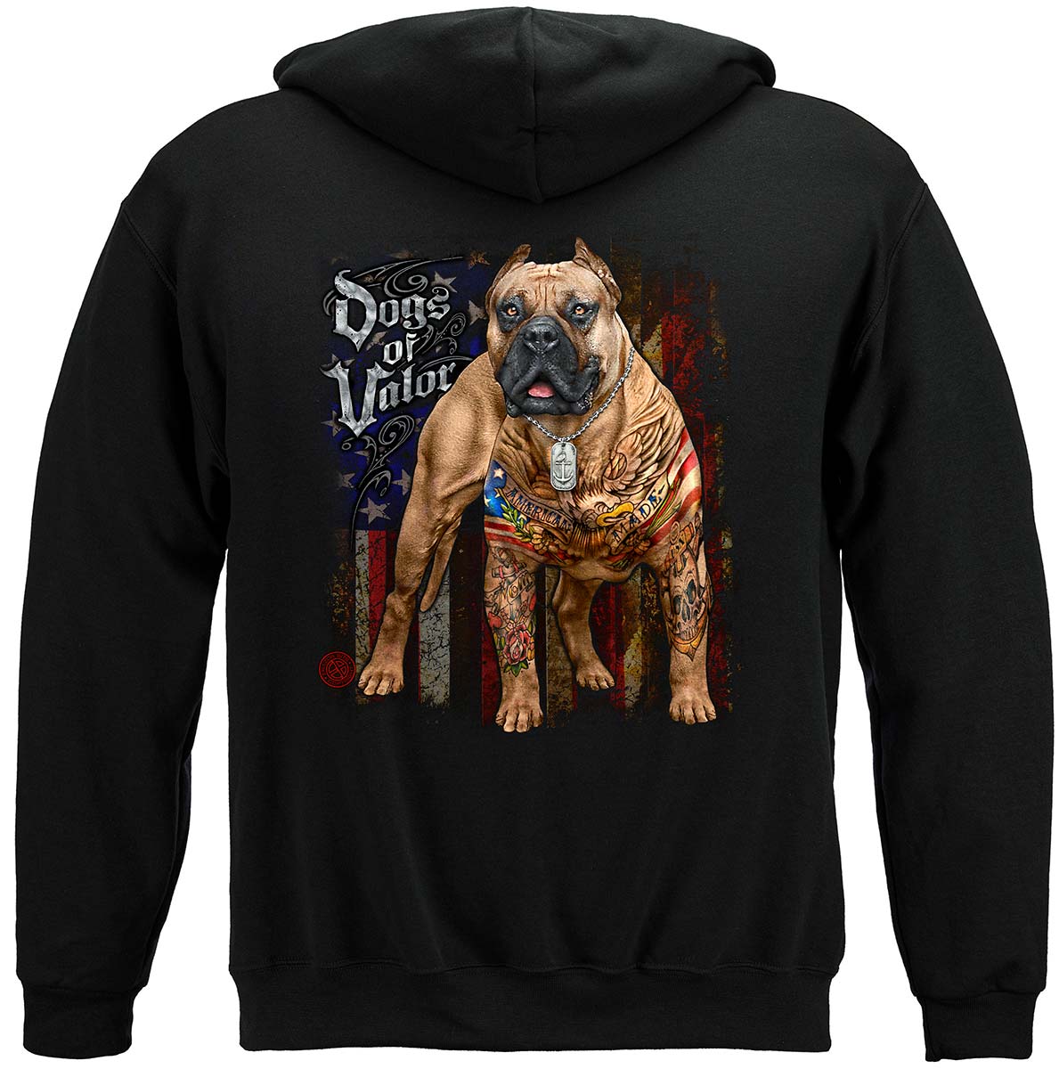 Dogs of Valor American Made Pit Bull Hoodie - back view