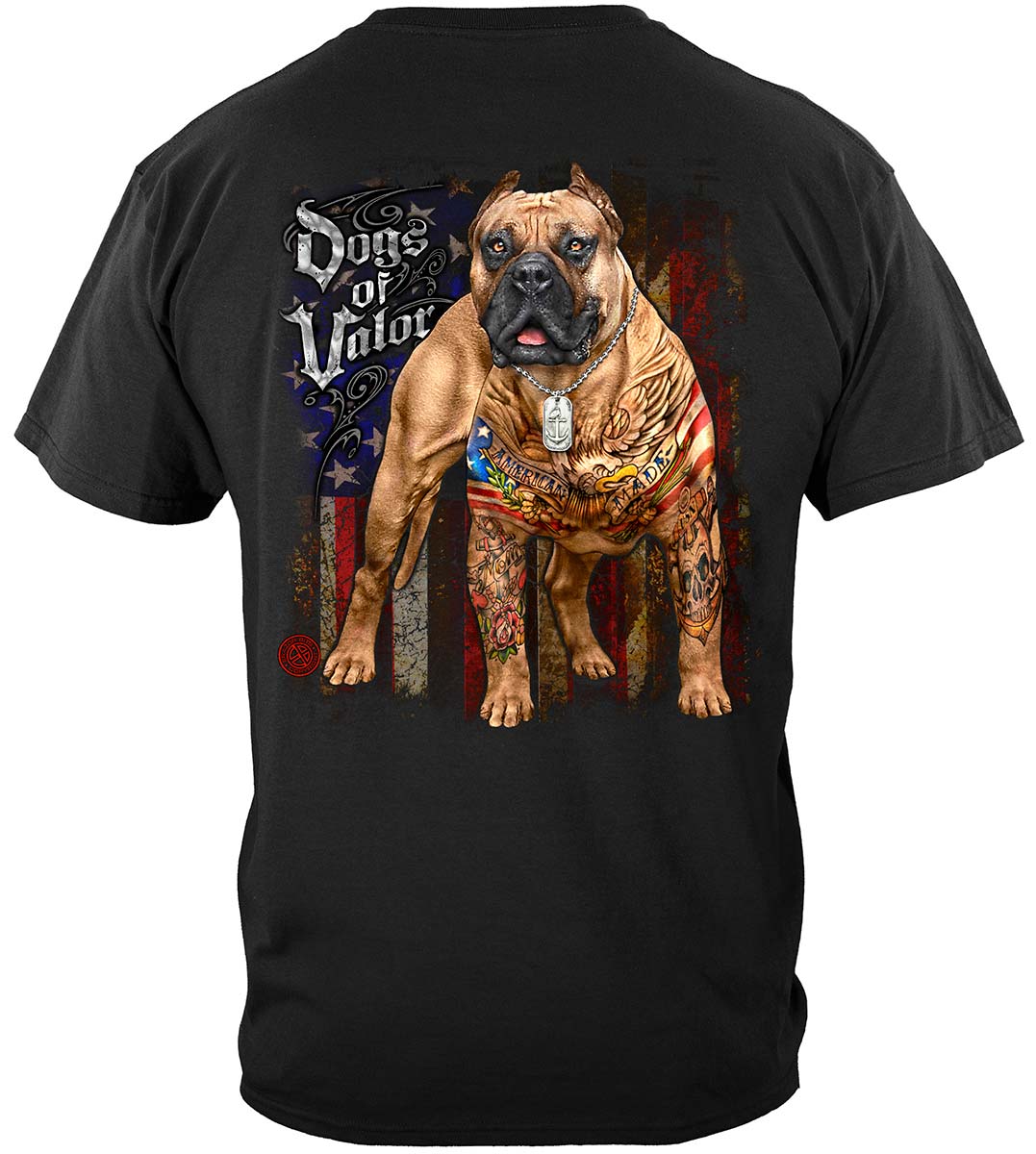 Dogs of Valor American Made Pit Bull T-Shirt - back view