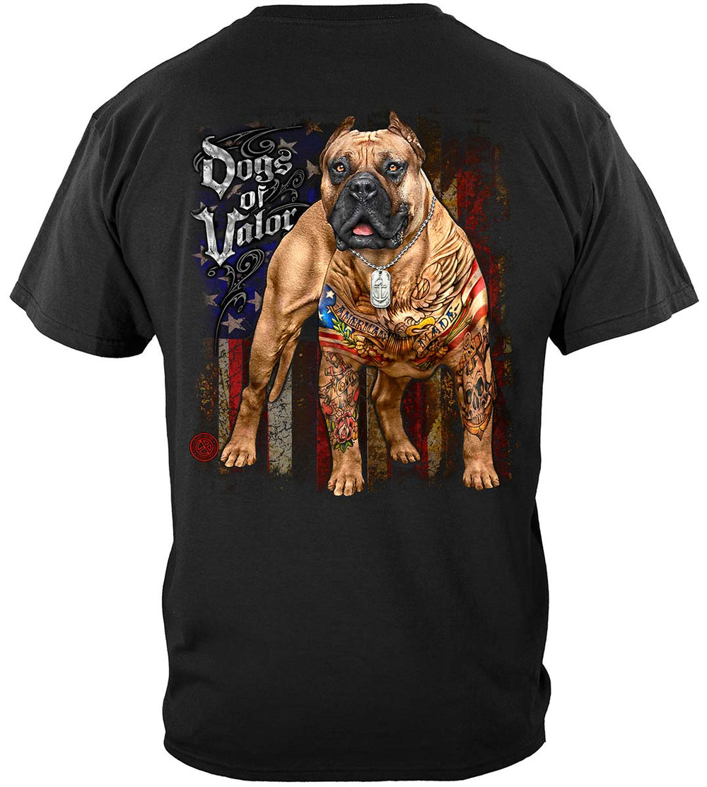 Dogs of Valor American Made Pit Bull T-Shirt - back view