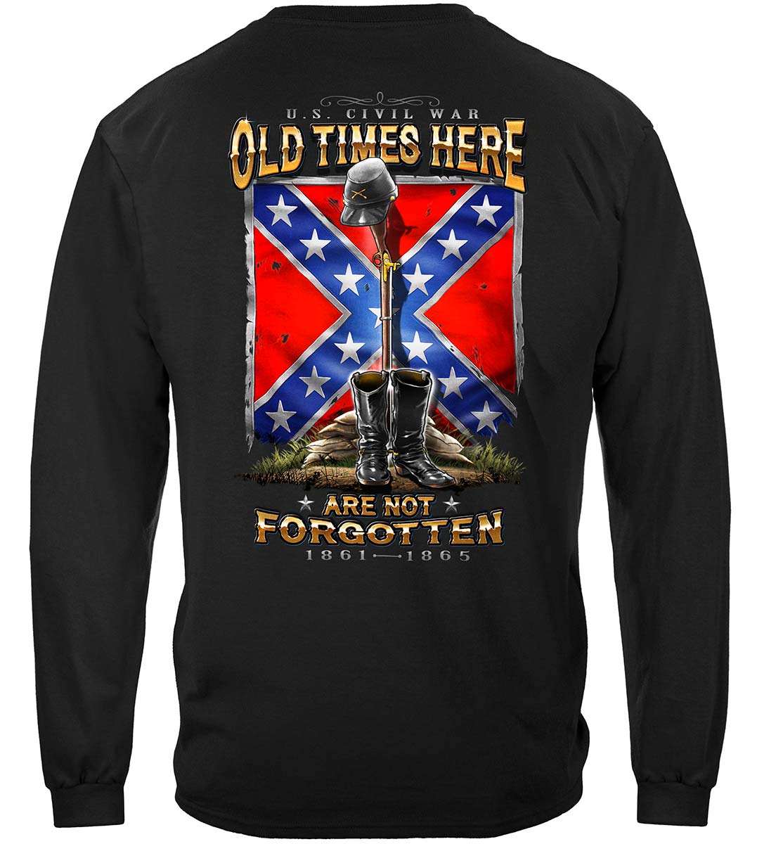 Dixieland Not Forgotten Soldiers Cross Long Sleeve Shirt - back view