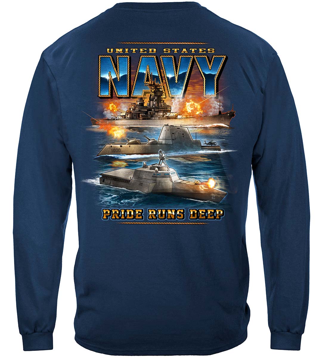 US Navy Pride Runs Deep Long Sleeve Shirt - back view