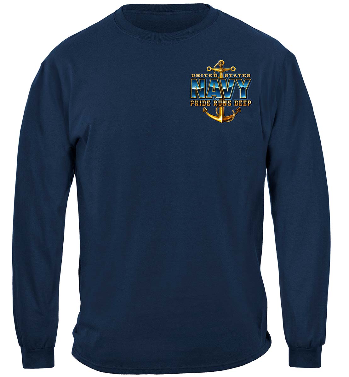 US Navy Pride Runs Deep Long Sleeve Shirt - front view
