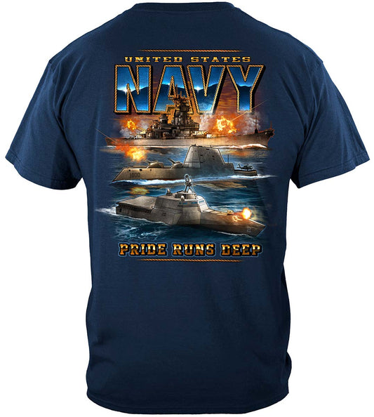 US Navy Pride Runs Deep T-Shirt - back view