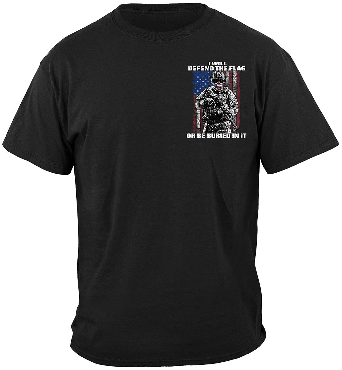 American Flag Defend It or Be Buried In It T-Shirt - front view