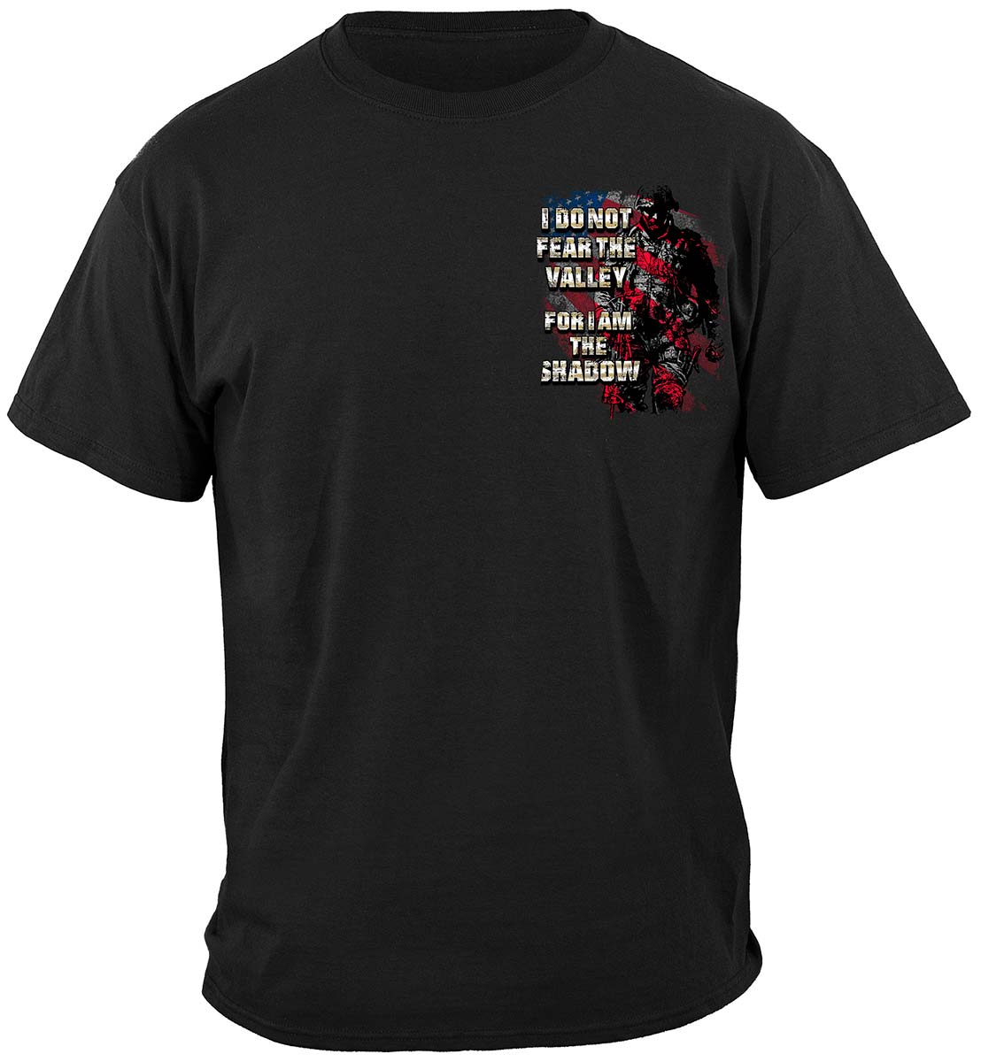 American Flag Soldier I Am the Shadow T-Shirt - front view