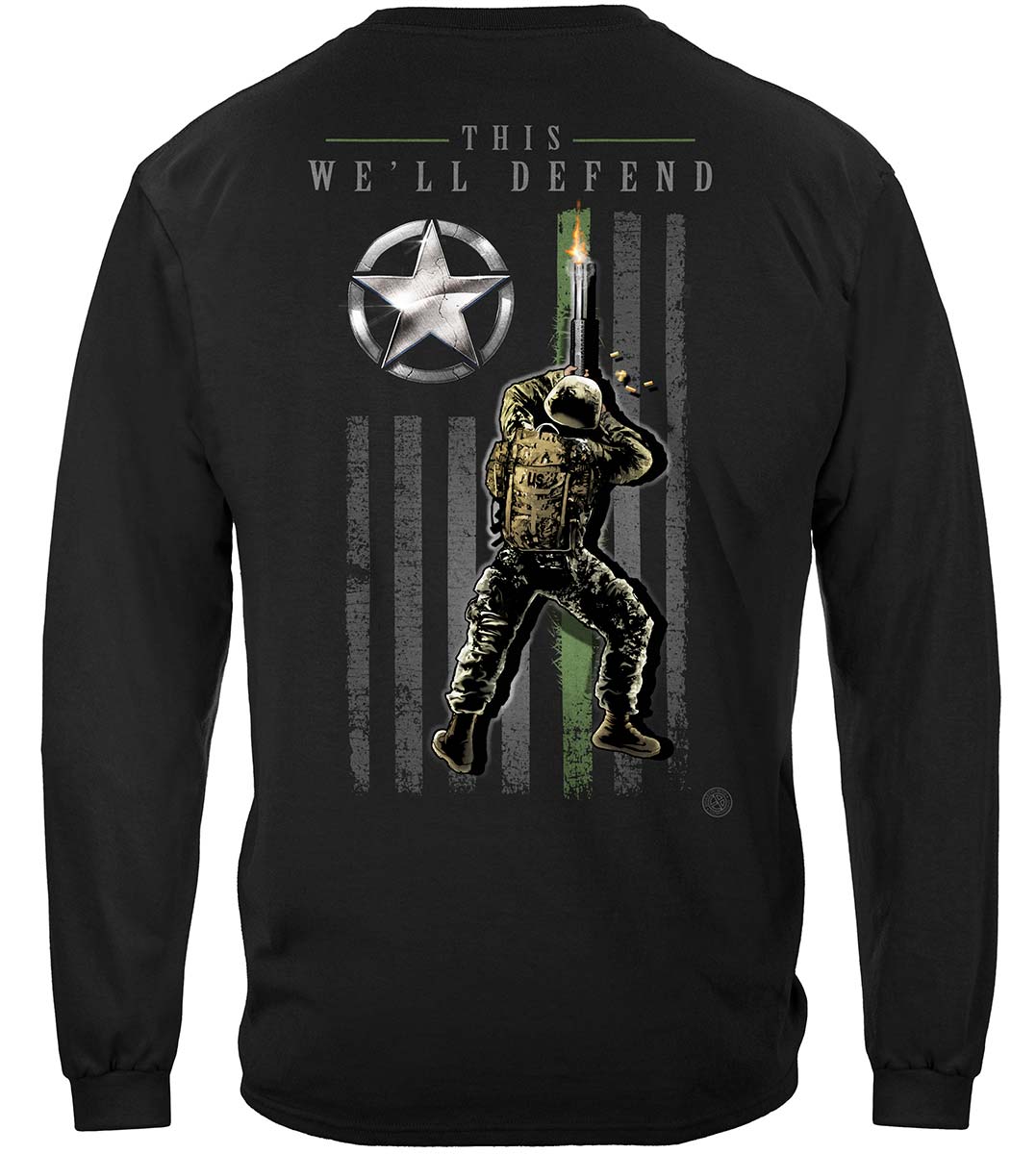 Army Patriotic Flag Long Sleeve Shirt - back view