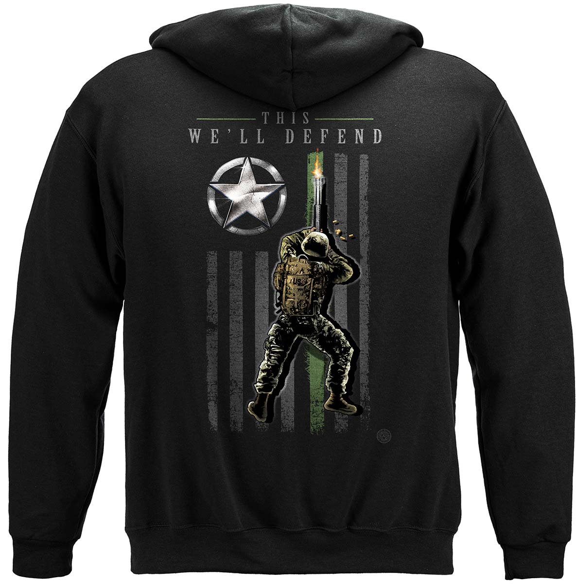 Army Patriotic Flag Hoodie - back view