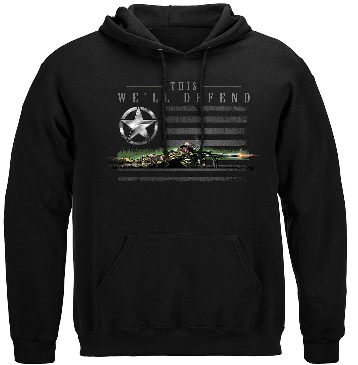 Army Patriotic Flag Hoodie - front view