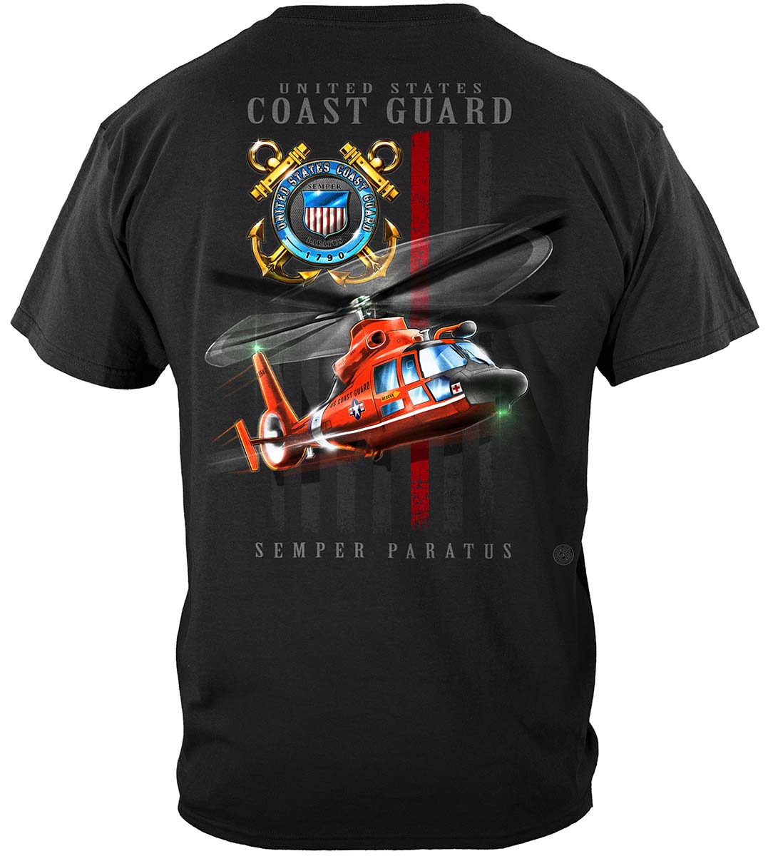 Coast Guard Patriotic Flag T-Shirt - back view