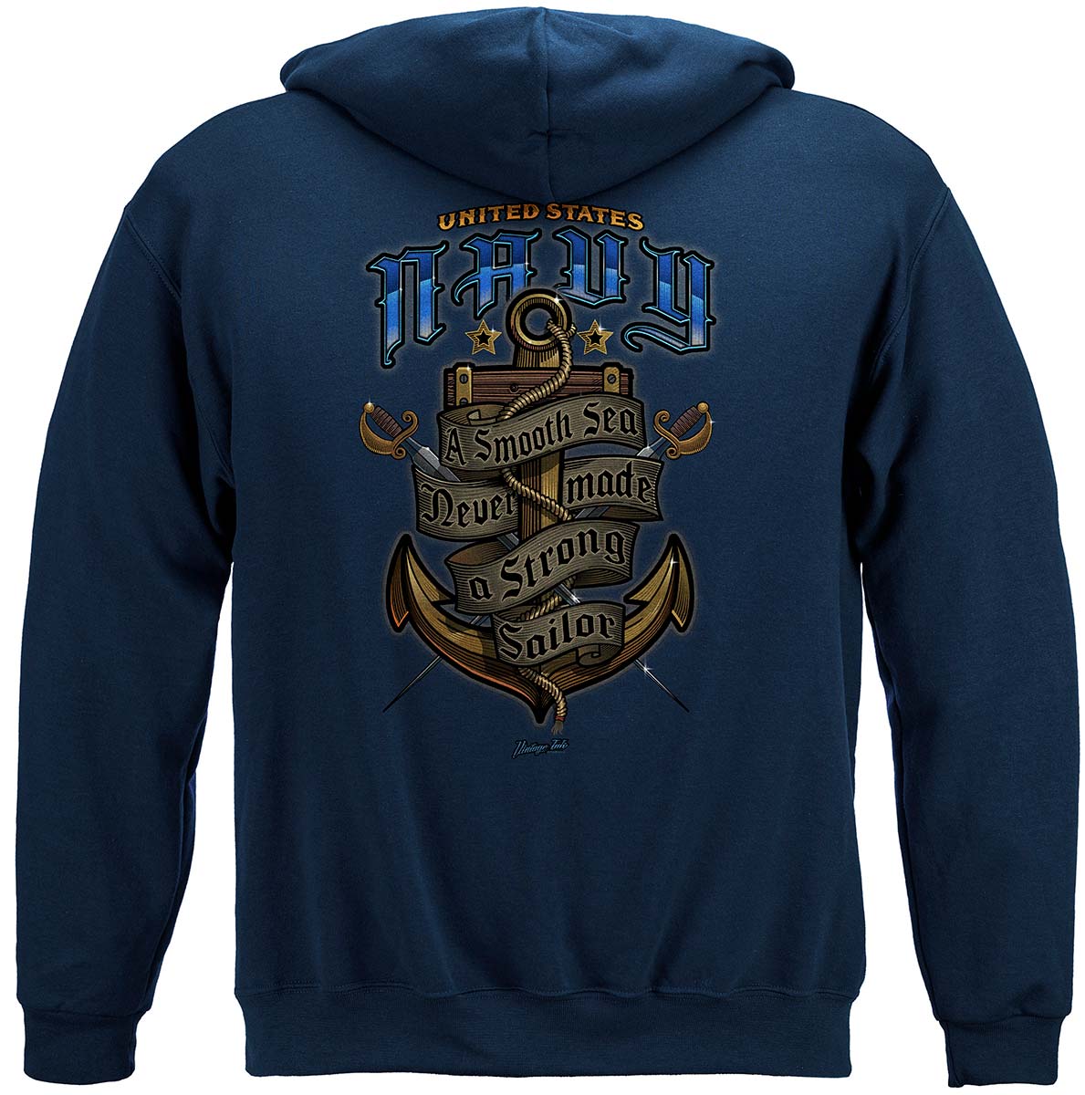 US Navy A Smooth Sea Never Made a Good Sailor Hoodie - back view