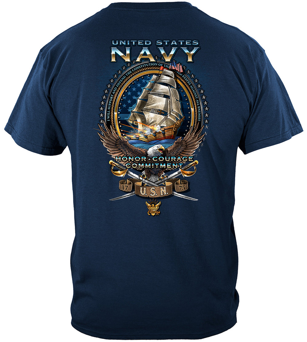 US Navy Schooner USS Constitution T-Shirt - back view