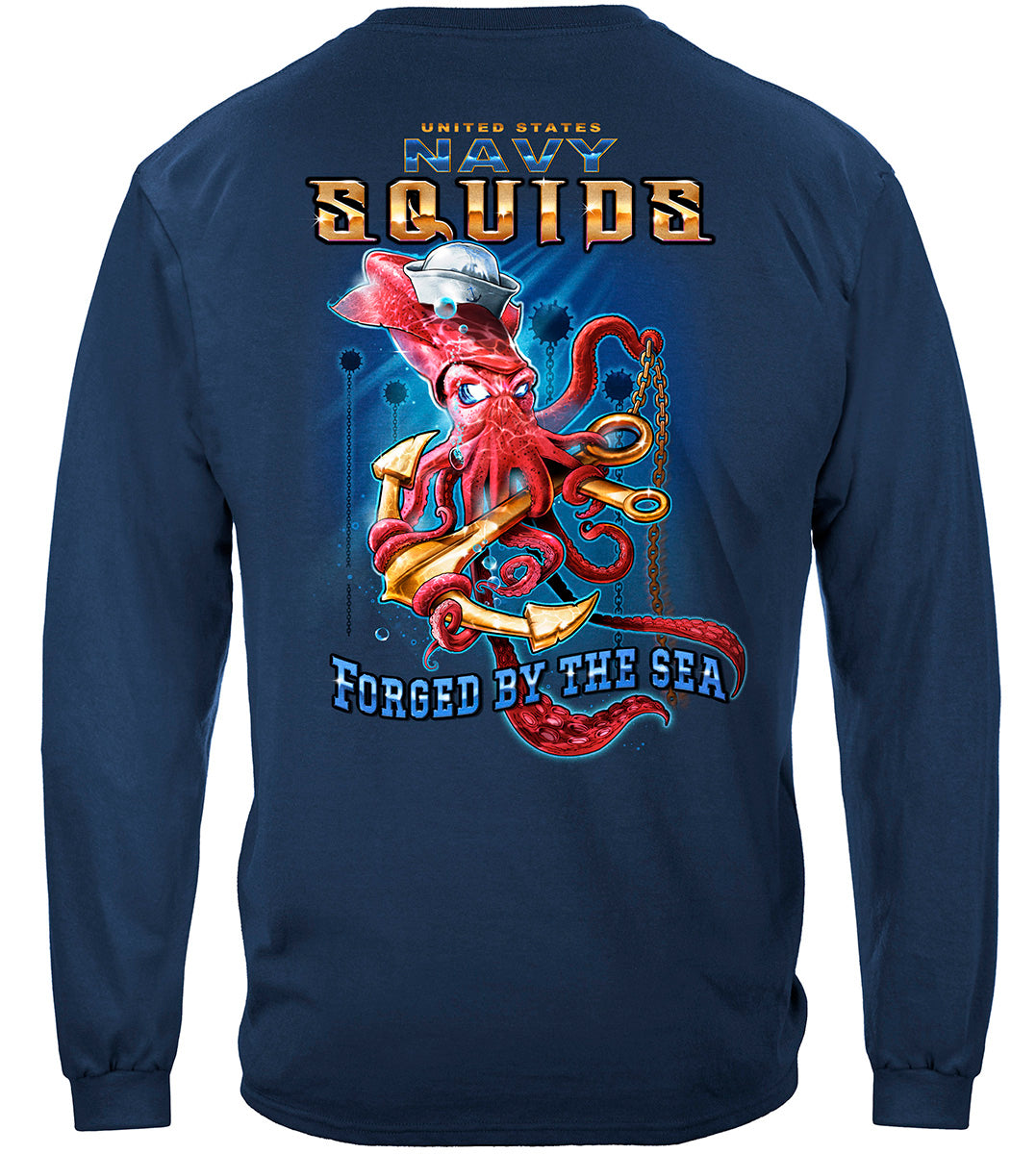 US Navy Squids Forged by the Sea Long Sleeve Shirt - back view
