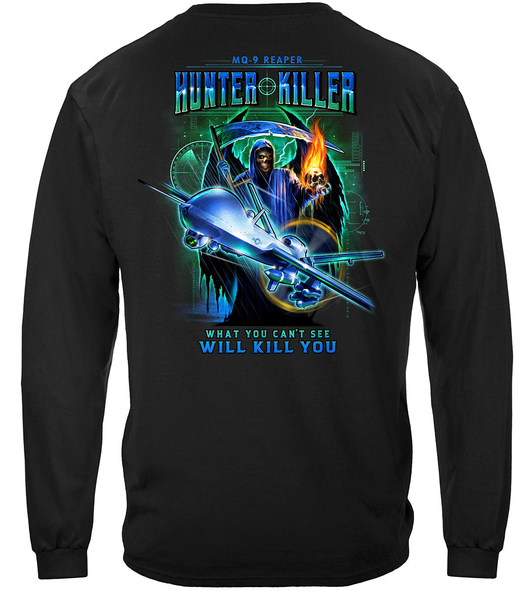 Air Force USAF Reaper Drone Long Sleeve Shirt - back view
