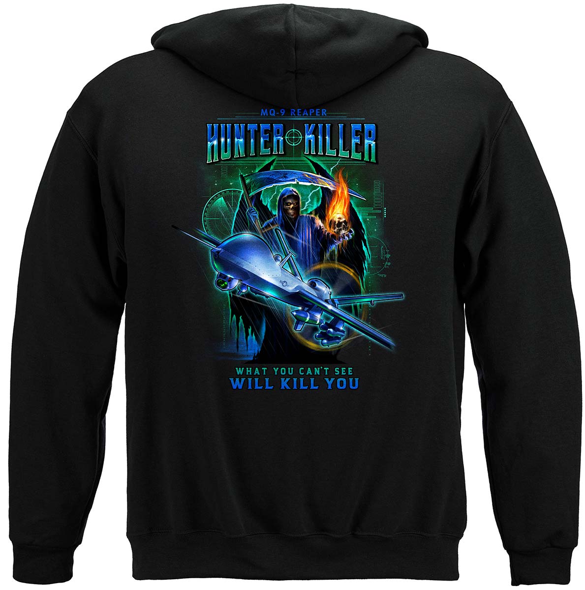 Air Force USAF Reaper Drone Hoodie - back view