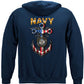 US Navy Anchor Red White and Blue Hoodie - back view