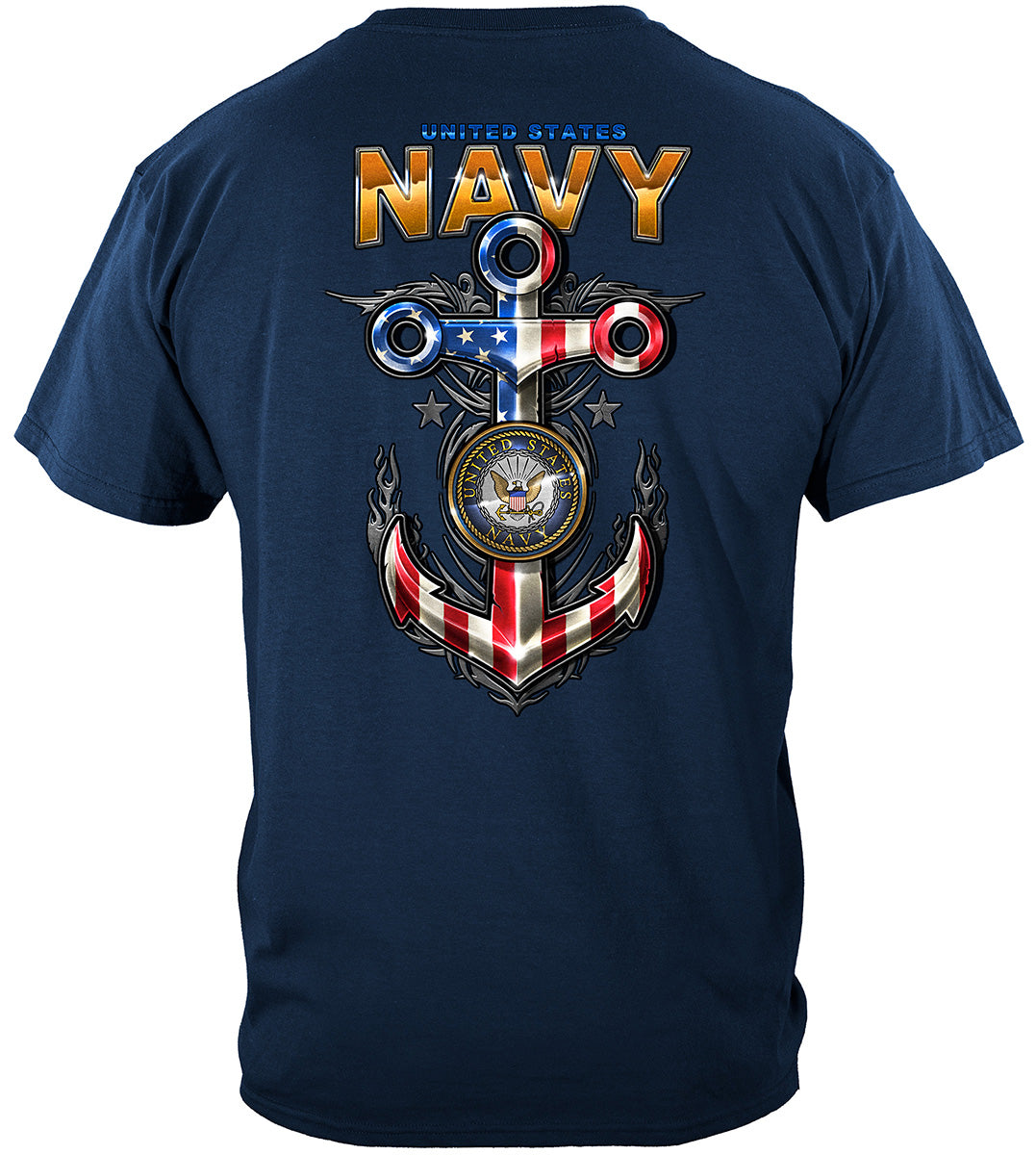 US Navy Anchor Red White and Blue T-Shirt - back view