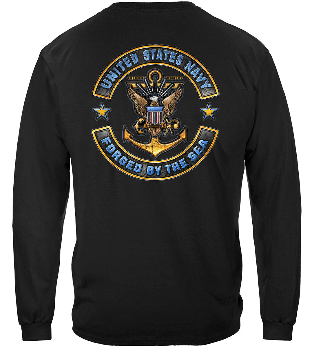 US Navy Forged by the Sea Motorcycle Rockers Long Sleeve Shirt - back view
