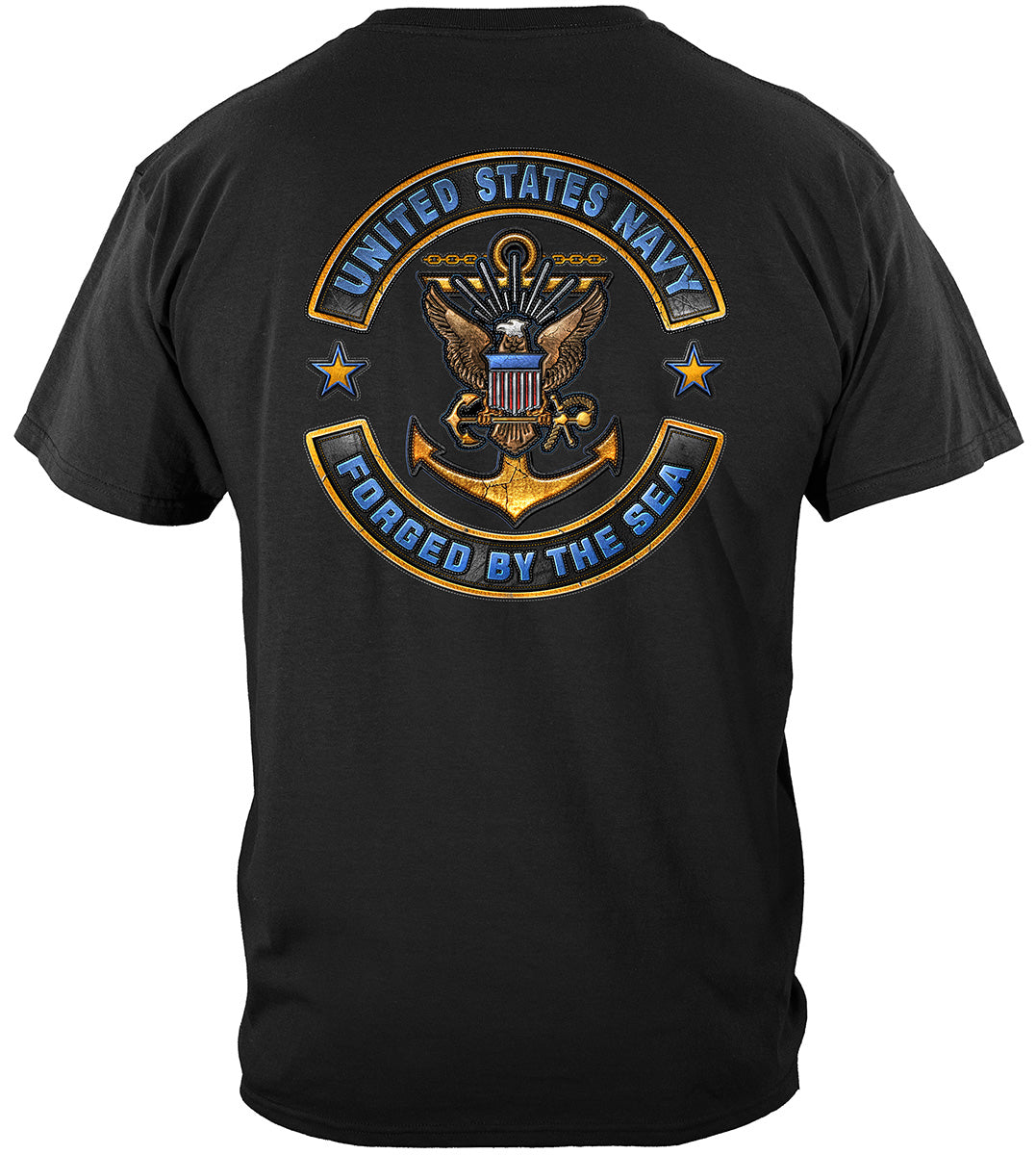 US Navy Forged by the Sea Motorcycle Rockers T-Shirt - back view