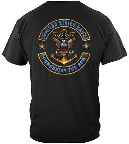 US Navy Forged by the Sea Motorcycle Rockers T-Shirt - back view