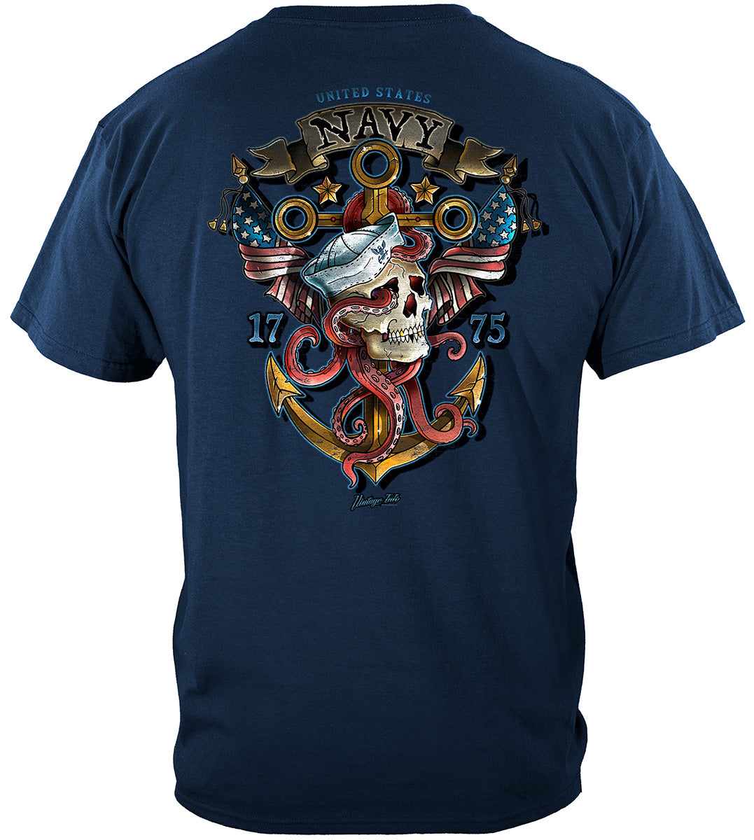 US Navy Skull and Anchor T-Shirt - back view
