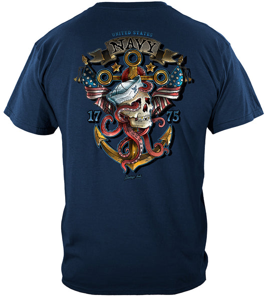 US Navy Skull and Anchor T-Shirt - back view